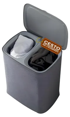 Produktbild von Avilia Wäschekorb 90 l mit Deckel, 2 abnehmbare Fächer und Beutel mit Griffen, t