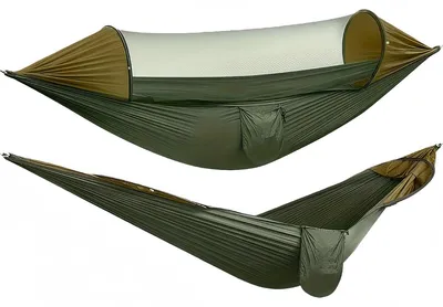 Image de Hamac de camping avec moustiquaire - 260 x 140 cm, capacité de charge de 300 kg, nylon (vert)
