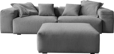 Produktbild von KAWOLA Sofa CELESTE 4-Sitzer mit Hocker Cord grau