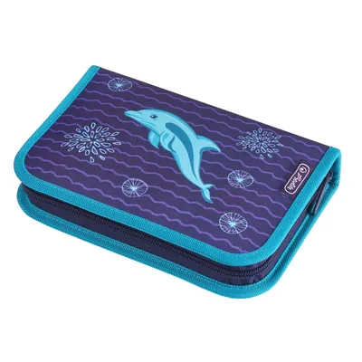 Produktbild von Herlitz Dolphin, Weiches Federmäppchen, Polyester, Blau, Violett, Abbildung, Reißverschluss, Kind