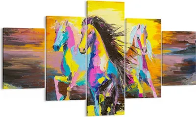 Produktbild von Bild auf Leinwand - Leinwandbild - Pferd Natur Tier - 125x70cm - Wand Bild - Wanddeko - Wandbilder - Leinwanddruck - Bilder - Kunstdruck - Wanddekoration - Leinwand bilder - Wandkunst - EA125x70-3433