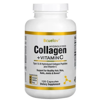 Image de Collagène + vitamine C (120 gélules) Compléments alimentaires, anti-âge, santé féminine, cheveux, peau, ongles, os, articulations, santé physique