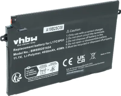 Produktbild von vhbw Akku kompatibel mit Lenovo ThinkPad E14, E15, E15 20RD0011GE, E480, E480 (20KNA00BCD), E480 (20KNA00TCD) Notebook (4050 mAh, 11,1 V, Li-Polymer)