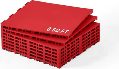 Produktbild von Gym Flooring Set 8 PCS Interlocking PP Puzzle Tiles Red