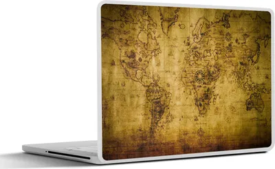 Produktbild von MuchoWow® Laptop Aufkleber Sticker Cover Weltkarte - Braun - Vintage 31x22.5 cm - Laptop-Deko