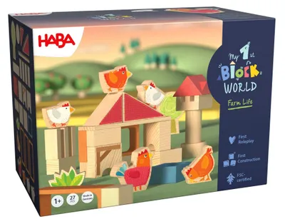 Produktbild von HABA My 1st Block World – Bausteinwelt Hühnerhof Kikeriki ab 1 Jahr
