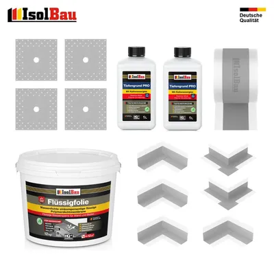 Dichtset Flüssigfolie 12kg Bad Dichtfolie Tiefengrund Dichtecke Dichtband Dusche