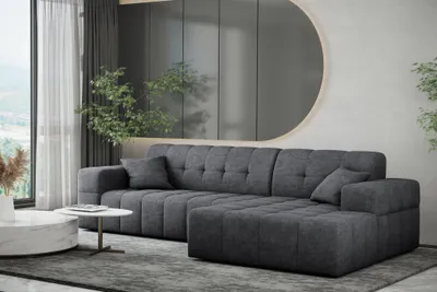 Produktbild von Ecksofa Designersofa NANCY in Stoff Perfekt Harmony Anthrazit Ottomane Rechts