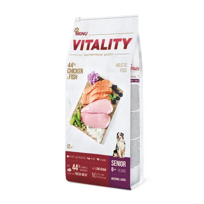 Obrázek produktu pro Akinu VITALITY Kuřecí & rybí granule krmivo pro seniorní psy středně velkých / velkých plemen 12 kg