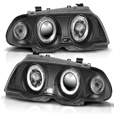 Immagine prodotto di Set di fari LED "Angel Eyes" compatibili con BMW Serie 3 E46 (98-01), colore nero