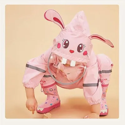 Produktbild von Famanu Kinder-Regenjacke Uni mit 3D-Muster - Atmungsaktiv, Transparent, Reflektierende Streifen, 1-8 Jahre