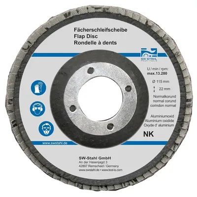 Produktbild von SW-Stahl 82304L Fächerschleifscheibe I Schleifscheiben 115mm für Winkelschleifer I NK120 I 10 Stück