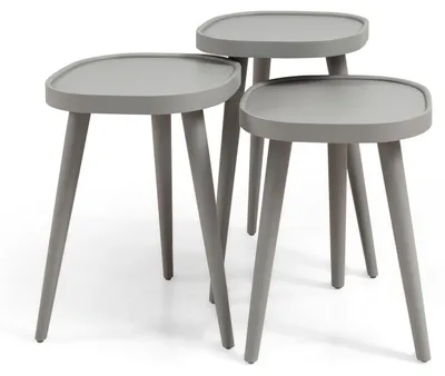 Produktbild von Skye Decor, Hochwertiger Nesting Tisch (3 Teile) - Graue Lackierung, 100% Buchenholz