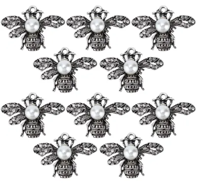 Produktbild von 10 Stück Broschennadeln in Honigbienenform, vielseitig einsetzbar, dekorative Perle für Kleidung, Schuhe, Taschen, Haarschmuck, Dekoration, 2,5 x 3,5