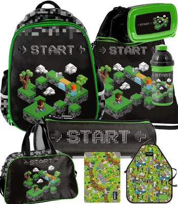 Produktbild von MINECRAFT Schulranzen Set 8in1 Ranzen Federmäppchen Turnbeutel PIXEL GAME