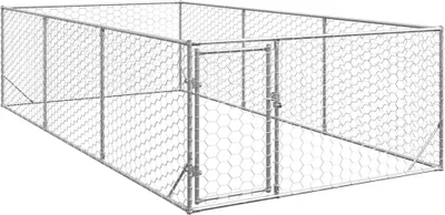 Image de Niche d'extérieur pour chien avec porte, 2 x 4 x 1 m, acier galvanisé