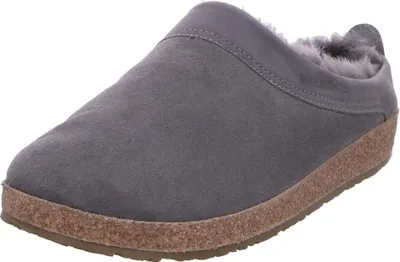 Produktbild von Haflinger Damen Hausschuh Herren Pantoffel Lammfell Leder Clog Snowbird 713015, Größe:38 EU, Farbe:Grau
