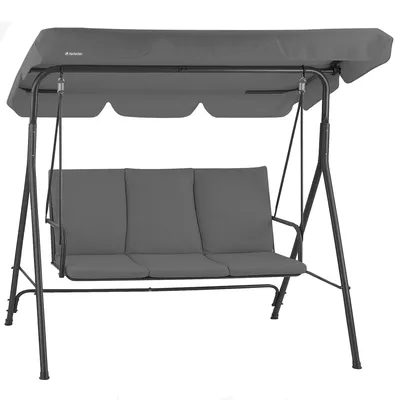 Immagine prodotto di Altalena HinHocker Hollywood a 3 posti con tettuccio parasole, grigio, carico massimo 250 kg, altalena da giardino