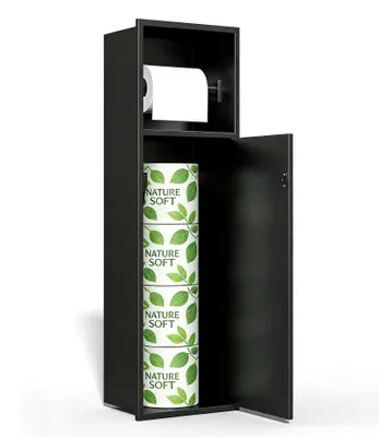 Image de Porte-rouleau de papier toilette intégré en acier inoxydable avec finition noire mate