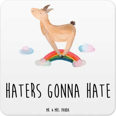 Produktbild von Mr. & Mrs. Panda Untersetzer für Gläser Lama Regenbogen 10er Set - Weiß - Geschenk, Hobby, Tassen-Untersetzer, Coaster, Tischuntersetzer, Selbstständig, Tassen, Lamas