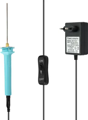 Obrázok produktu pre Elektrický rezač na polystyrén s ohrievacou drôtom, 10 cm, s napájacím adaptérom – Vhodný na rezanie polystyrénu, KT dosiek a pre modelárstvo, s konektorom pre európsku zásuvku