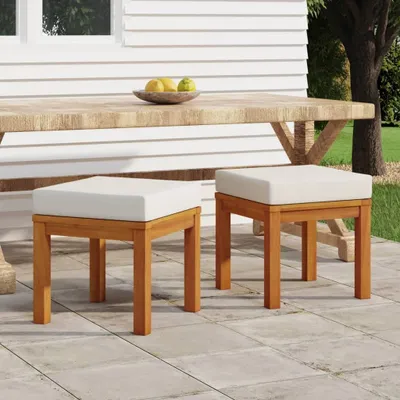 Produktbild von Gartenhocker mit Kissen 2 Stk. 40x40x42 cm Massivholz Akazie , Gartenhocker Design 2024