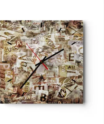Produktbild von Wanduhr - Quadrat - Glasuhr - Graffiti modern - 40x40cm - Schleichendes Uhrwerk - Lautlos - zum Aufhängen bereit - Dekoration Modern - Wanddekoration aus Glas - C3AC40x40-3549