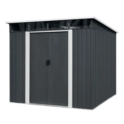 Produktbild von 4iQ Gerätehaus Metall 238x193x203 cm Geräteschuppen mit Dachfenster Anthrazit