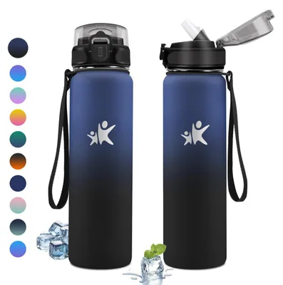 Image de Bouteille thermos étanche 1L avec paille, sans BPA et réutilisable