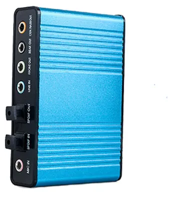 Produktbild von Externe Soundkarte, optisches Kabel, USB, 5.1 HD, für Desktop-Computer und Laptops, blau