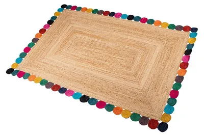 Juteteppich, rechteckig, mehrfarbig, 170 x 120 x 1 cm