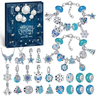 Productafbeelding van Sieraden adventskalender 2026 voor meisjes - DIY armband en halsketting maakset met 24 charms