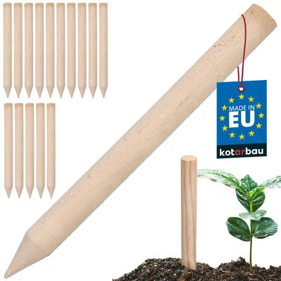 Produktbild von KOTARBAU® 15er Set Pflanzstäbe 30cm Tomaten & Gurken Rankhilfe Tomatenstäbe Holzpfähle Pflanzenstütze rund Baumpfahl aus Buchenholz  Natürlich