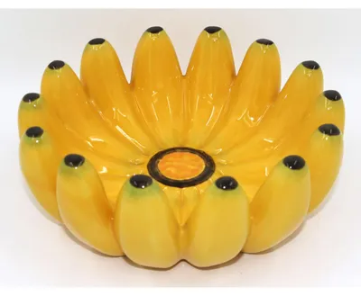 Image de BURI Peau de banane Céramique Jaune 25x10cm Coupe de fruits Plat de service Fruit