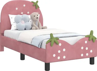 Produktbild von vidaXL Kinderbettgestell mit Kopfteil Rosa 70 x 140 cm Samt
