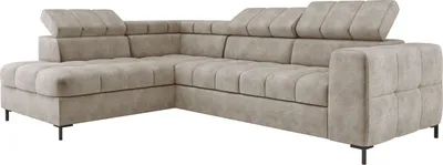 Produktbild von Modernes PABLO Ecksofa 279x201 cm, Schlafsofa Mit Verstellbaren Kopfstützen, Bettkasten, Stabilen Metallfüßen, Hochwertiger CLOUD-Stoff In Verschiedenen Farben Linke Layout, Farbe BEIGE