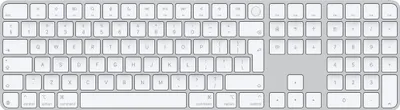 A top-down view of an Apple Magic Keyboard with a numeric keypad.