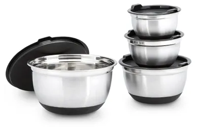 Image de relaxdays 10019120_305 relaxdays Schüssel-Set BOWLY silber 4-tlg.