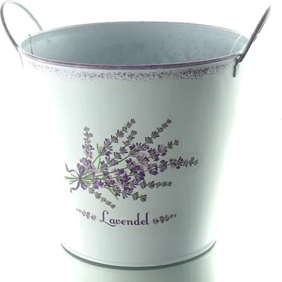 Produktbild von SCHEULEN Topf Weiß mit Griffen im Vintage Look & Lavendelmotiv Ø 18 cm - Metall