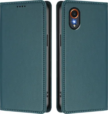Image de Etui en cuir pour Samsung Galaxy Xcover7, étui magnétique en cuirPolyuréthaneavec support Vert