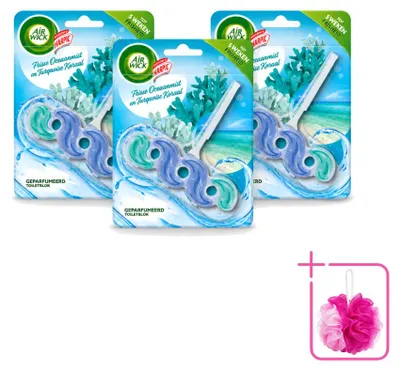 Produktbild von 3 x Air Wick Toilettenstein Frische Ozeanbrise & Türkis Koralle - Sparpackung - 3 Stücke