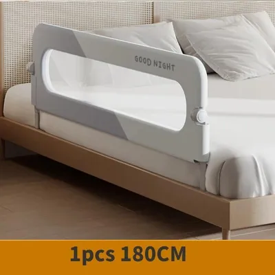 Image de Barrière de lit pour enfants - Barrière pliable - Réglable - 180 cm - Tube en aluminium - Adaptée aux lits simples, aux lits doubles et aux lits pour enfants