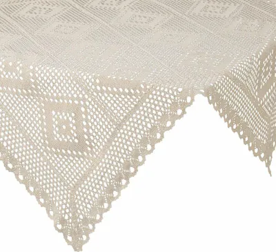 Produktbild von EUROFIRANY | Tischdecke - Tischtuch - beige Mitteldecke - 85 x 85 cm - gehäkelt