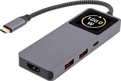 Produktbild von InLine 35392D, USB 3.2 Gen 2 (3.1 Gen 2) Type-C, HDMI, USB 3.2 Gen 2 (3.1 Gen 2) Type-A, USB 3.2 Gen 2 (3.1 Gen 2) Type-C, 10000 Mbit/s, 3840 x 2160 Pixel, Grau, 100 W
