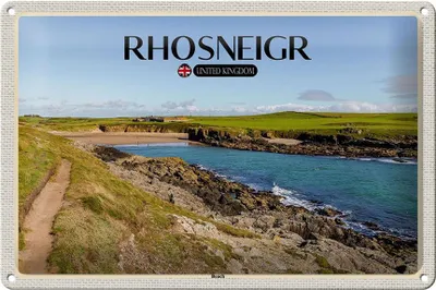 Produktbild von Blechschild Städte Rhosneiger Beach England UK 30x20cm
