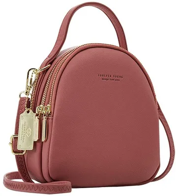 Produktbild von Damen Rucksack, Mini Einfarbig Lederrucksack Reisen Klein Rucksack, Damen Daypacks für Party/Reisen/Dating (Dunkelpink)