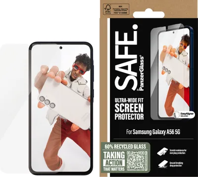 Obrázok produktu pre PanzerGlass - SAFE Ultra-Wide Fit ochranné sklo s inštalačným rámikom pre Samsung Galaxy A56 5G - priehľadné