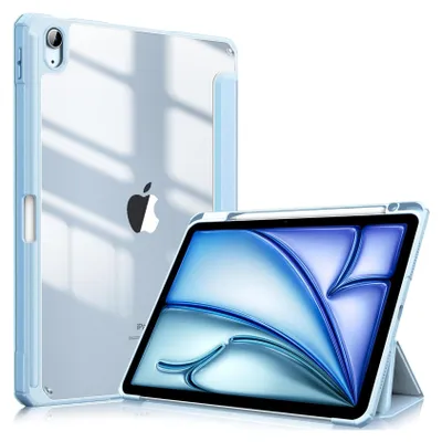 Produktbild von Fintie Hybrid Hülle für iPad Air 11 Zoll M4/M3/M2 (2026/2025/2024), iPad Air 5./4. Gen (2022/2020) 10,9 Zoll, mit Stifthalter, stoßfeste Schutzhülle mit transparenter Hartschale, Himmelblau