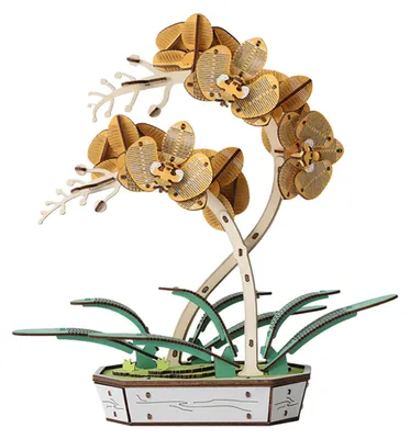 Produktbild von 3D-Holzpuzzle Blumen DIY Handgefertigte Topfblumen Sonnenblumen Lilien Hortensien Schmetterlingsorchideen Glockenblumen Puzzle Dekoration Blumenpflanzen Bausatz