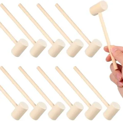 Produktbild von 12 Mini-Holzhämmer für eine unterhaltsame Hammeraktivität zur Förderung der Hand-Augen-Koordination und Geschicklichkeit, mit sicherem Massivholzdesign für Jungen